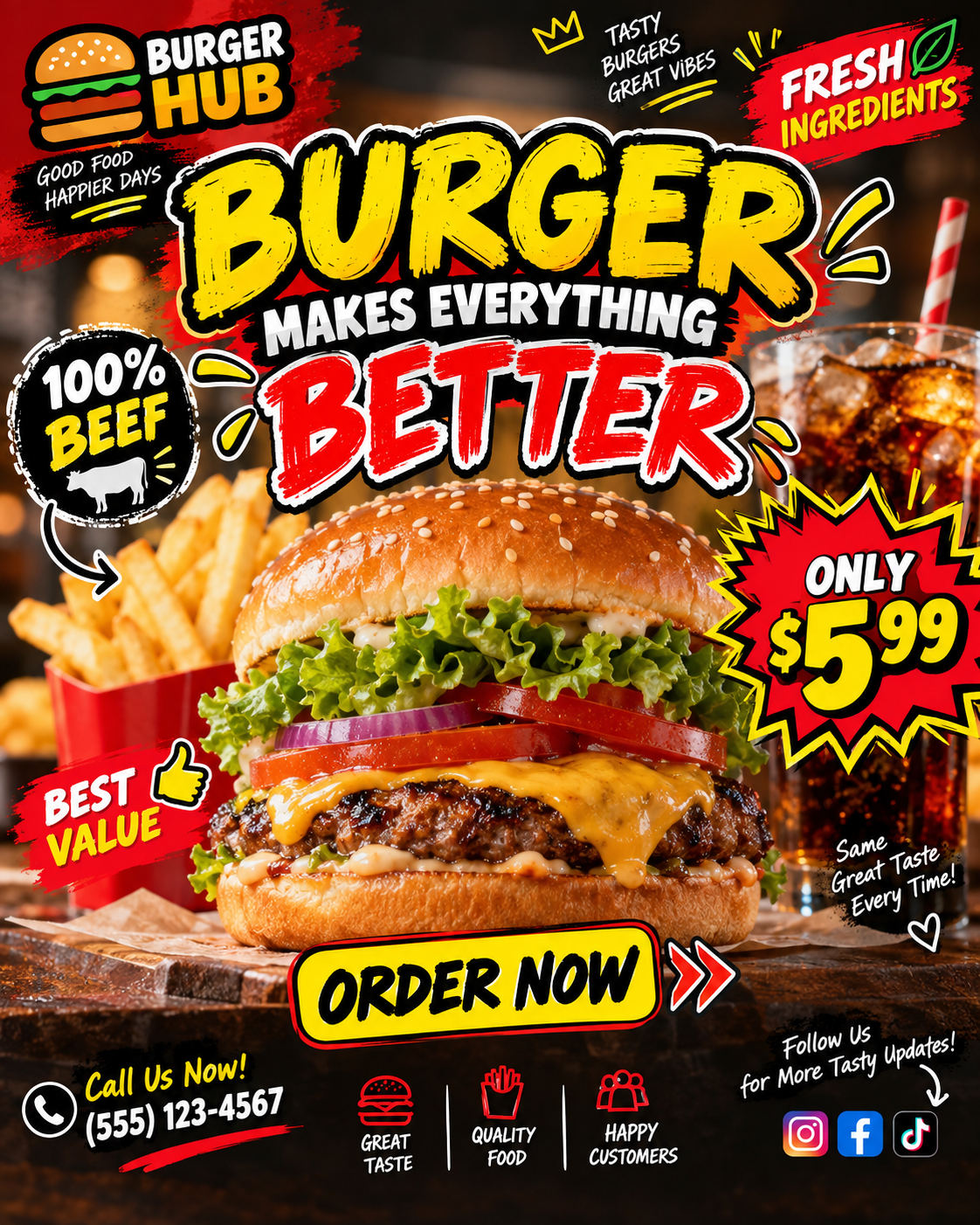 Before: original Burger Hub design